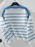 'Luna' Striped Crewneck Knit Sweater - Celes Fashion